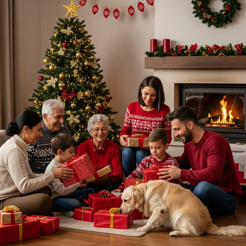 Xmas Gift Dog Family | Multicultural Christmas Celebration Xmas Gift Dog Family | Multicultural Christmas Celebration