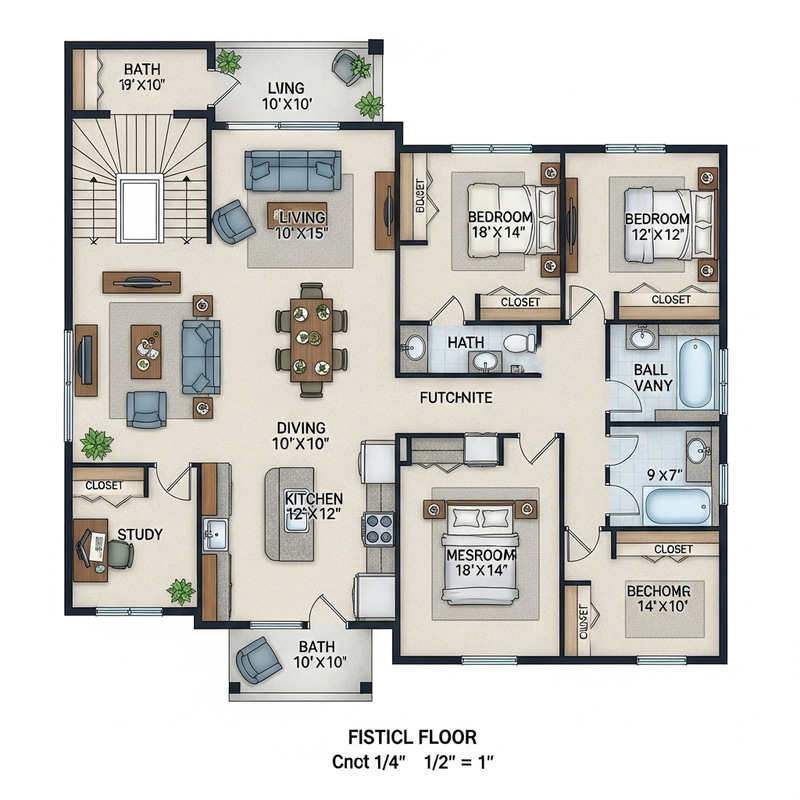 Modern Two-Story House Floor Plan Modern Two-Story House Floor Plan