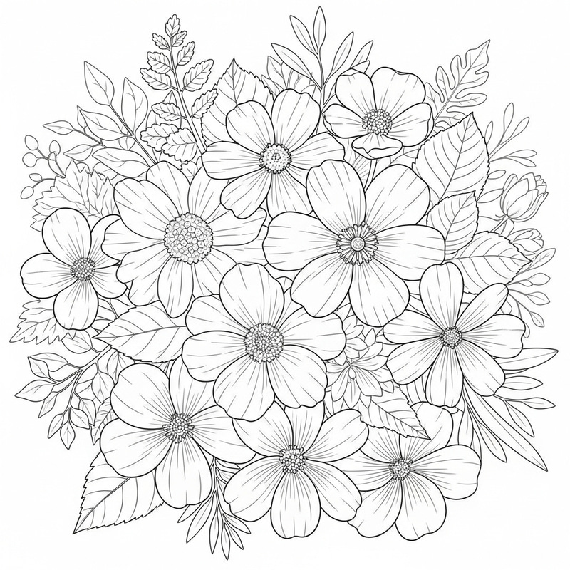 Intricate Flower Bouquet Coloring Page for Adults Intricate Flower Bouquet Coloring Page for Adults