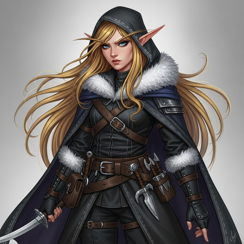 Blond Half-Elf Rogue with Striking Northern Characteristics Blond Half-Elf Rogue with Striking Northern Characteristics