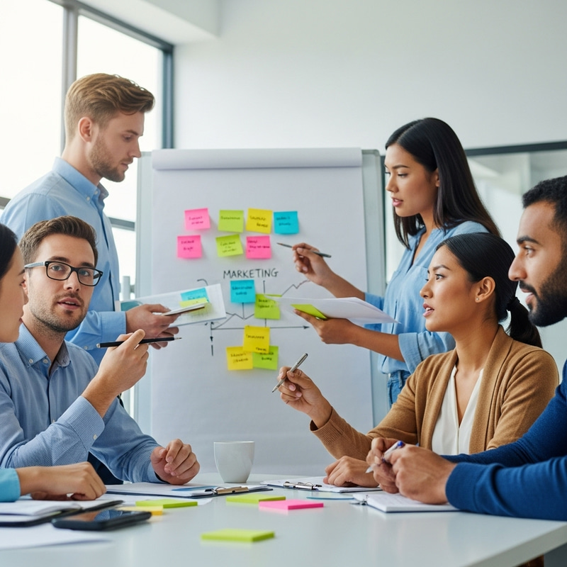 Diverse Group Brainstorming: Creative Marketing Collaboration