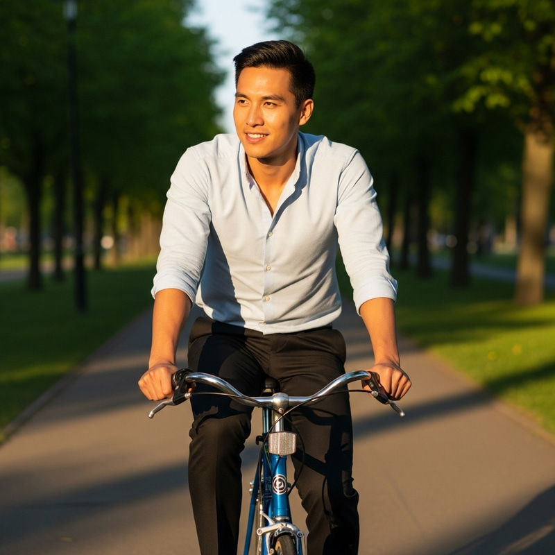 Obama Joyfully Riding a Bicycle in the Park Obama Joyfully Riding a Bicycle in the Park