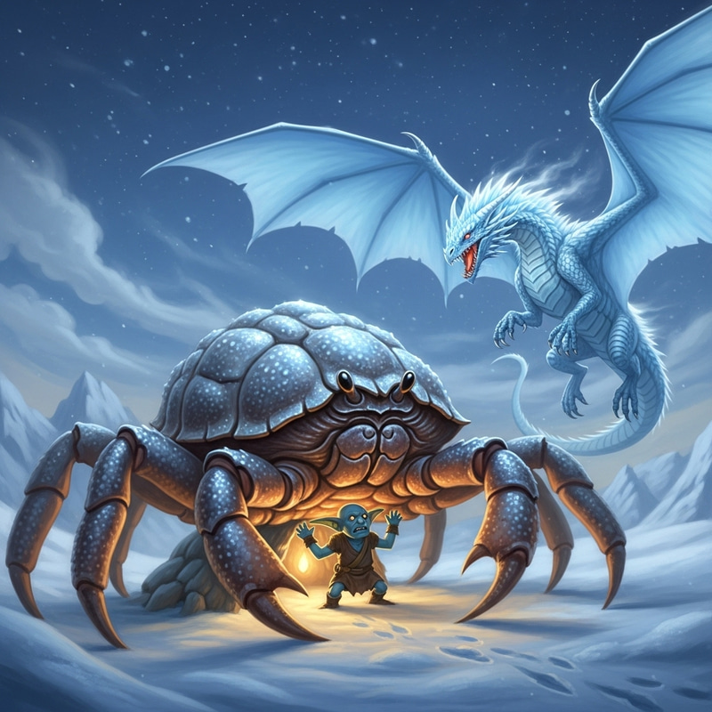 Giant Crab Protects Blue Goblin | Mythical Encounter Giant Crab Protects Blue Goblin | Mythical Encounter