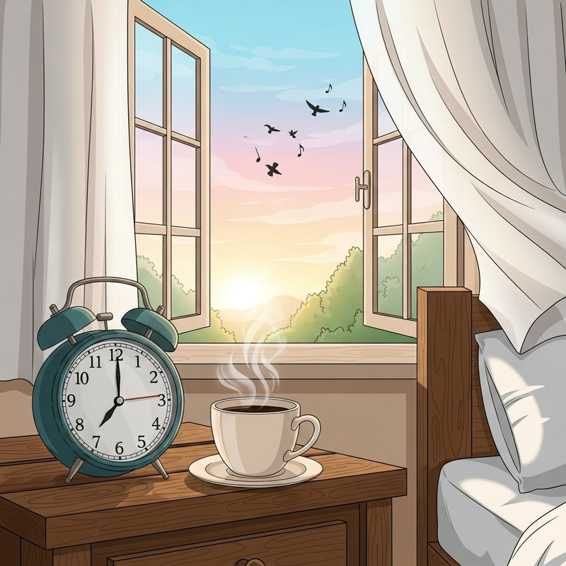 Wake Up Early with Alarm Clock and Coffee Wake Up Early with Alarm Clock and Coffee
