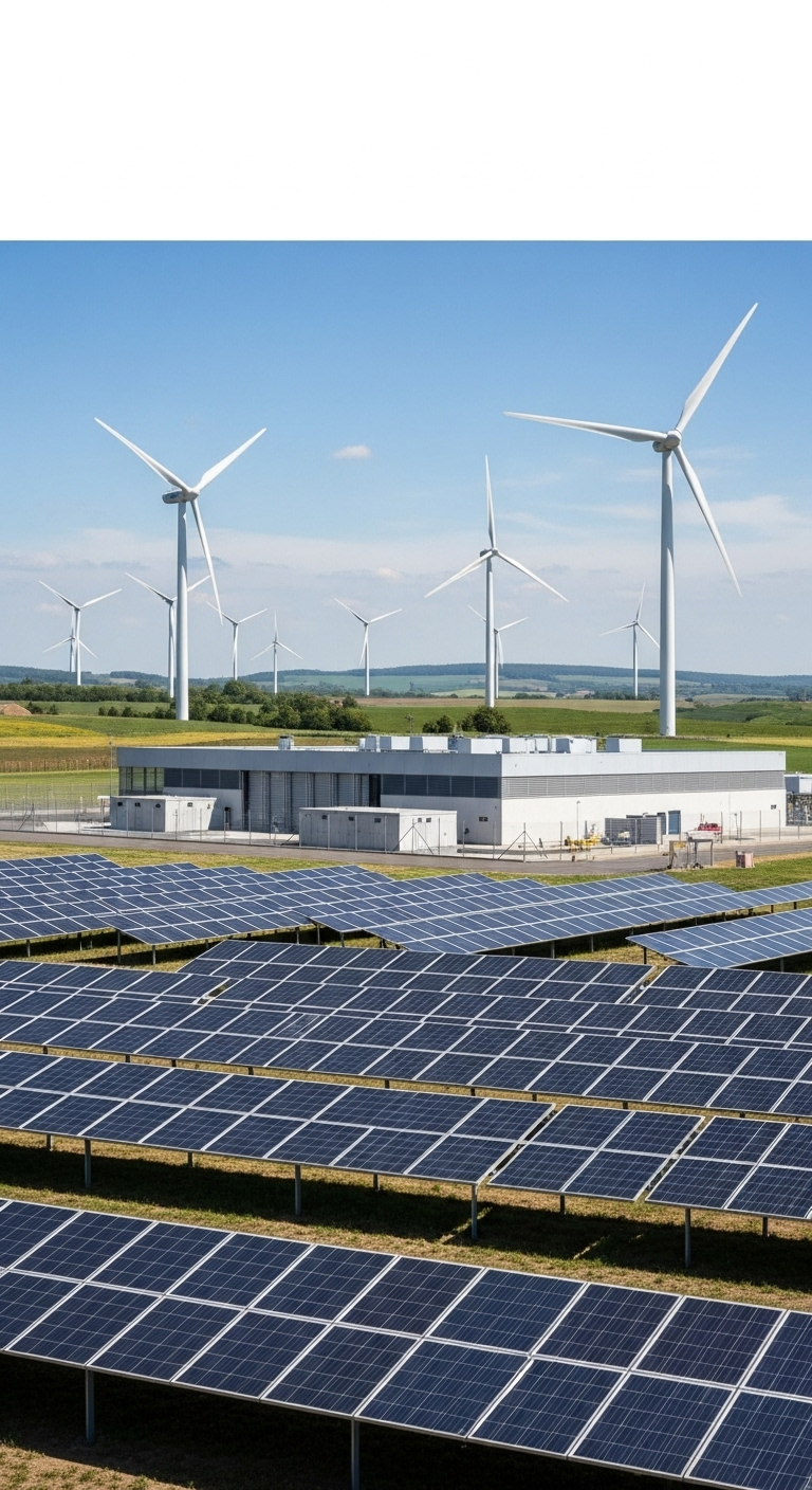 Hybrid Energy System: Solar Panels, Wind Turbines & Energy Storage