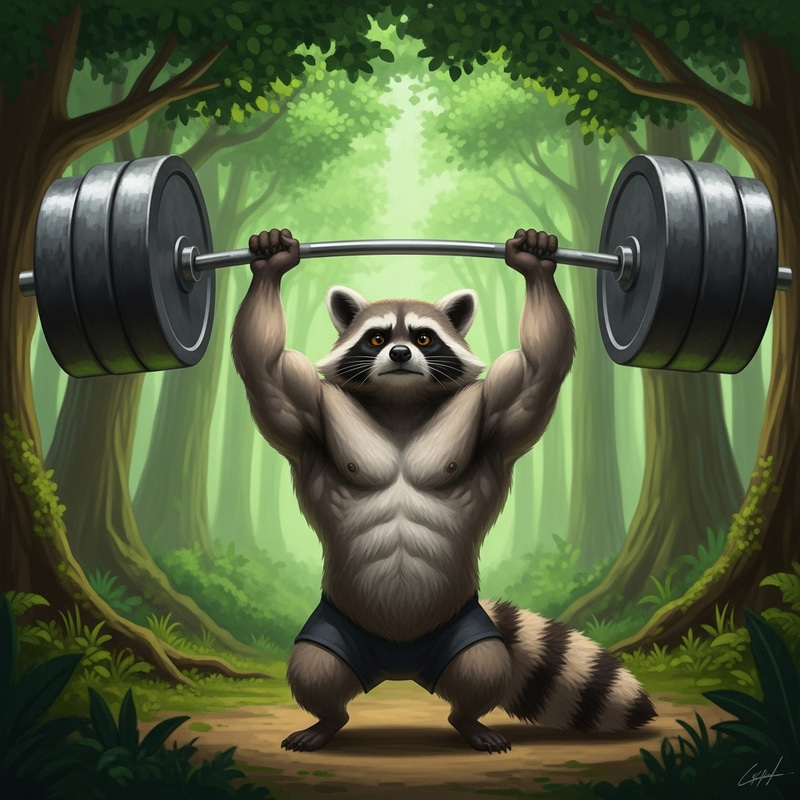 Raccoon Lifting Barbell | Enchanted Forest Strength Raccoon Lifting Barbell | Enchanted Forest Strength