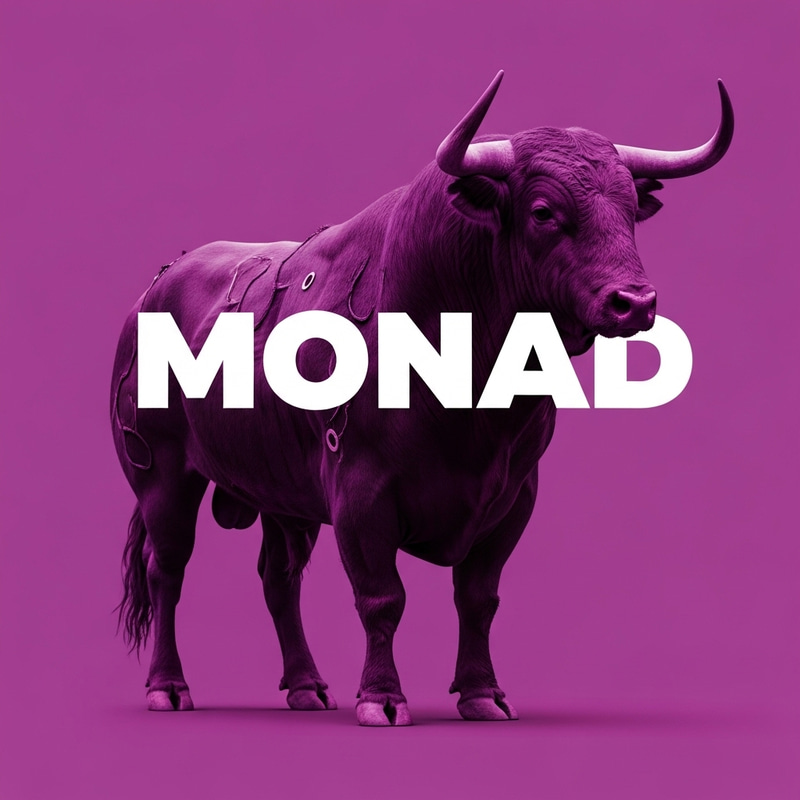 Vivid Purple Bull with 'MONAD' - Captivating Image Vivid Purple Bull with 'MONAD' - Captivating Image