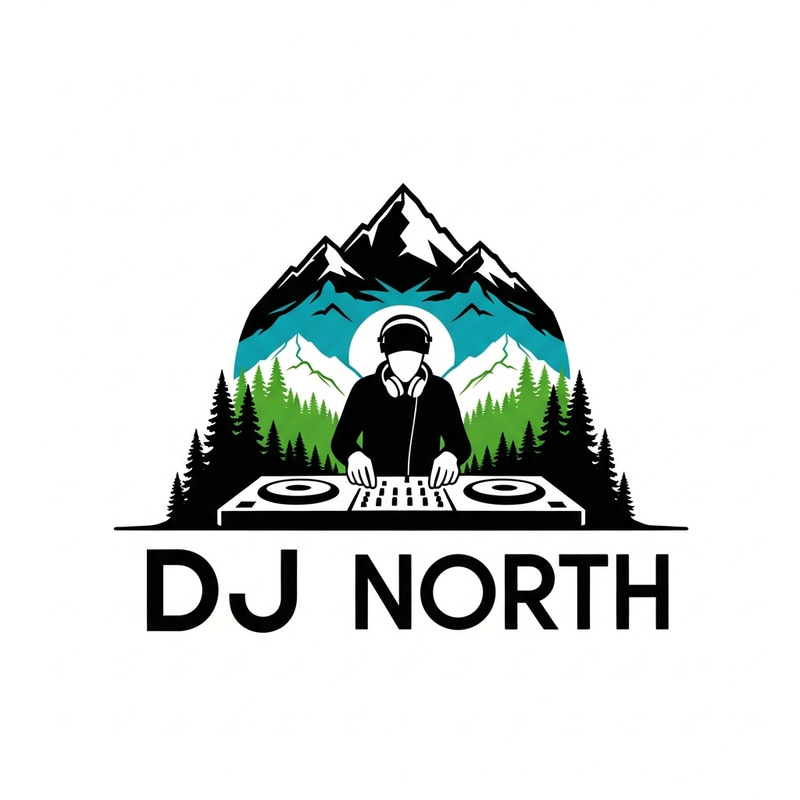 Minimalistic DJ Logo Design for North Wilderness Company | 4K Resolution in Green & Blue Shades Minimalistic DJ Logo Design for North Wilderness Company | 4K Resolution in Green & Blue Shades