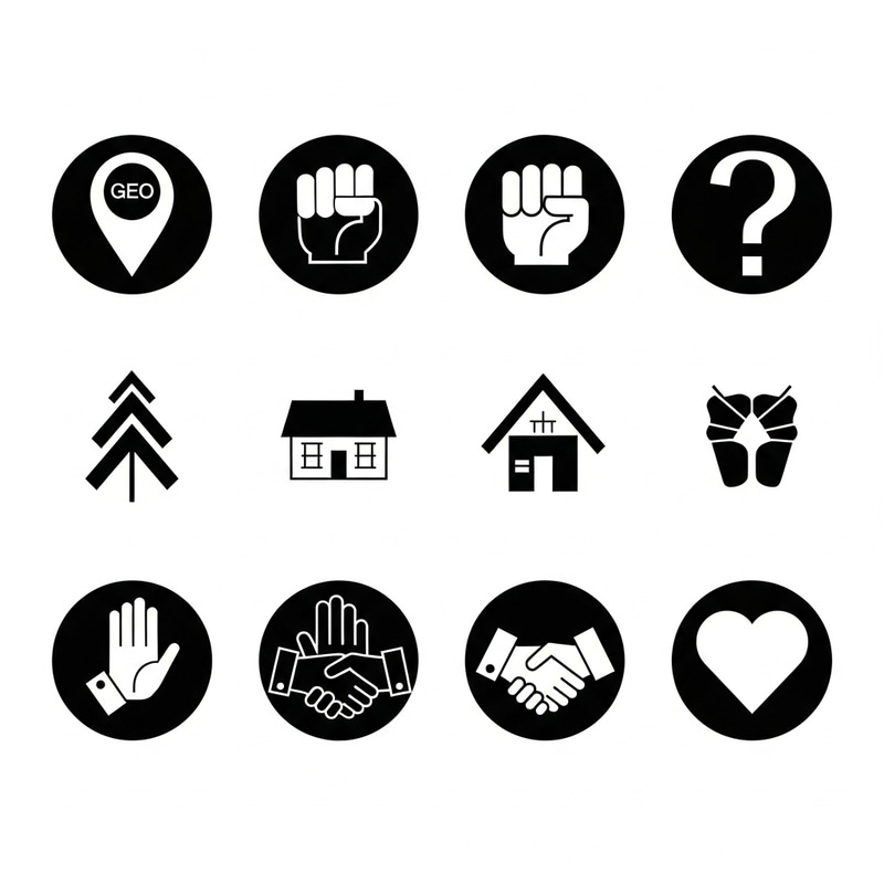 Modern Geometric Icon Designs for Children's Camp Website | Russian Constructivism