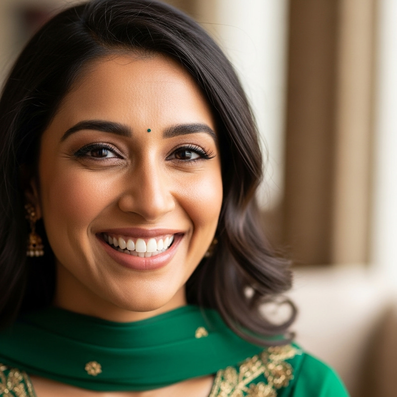Radiant Indian Woman with Perfect Smiling Teeth | Close-Up Portrait Radiant Indian Woman with Perfect Smiling Teeth | Close-Up Portrait