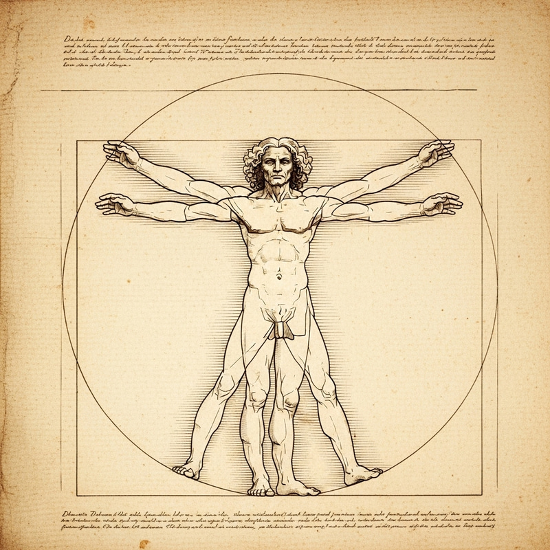 Vitruvian Man Drawing by Leonardo da Vinci - Illustration Vitruvian Man Drawing by Leonardo da Vinci - Illustration