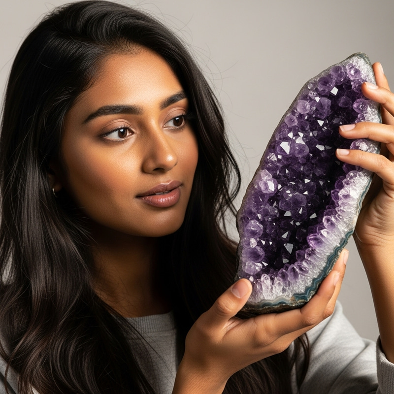 Stunning South Asian Girl with Broken Amethyst | Natural Beauty Stunning South Asian Girl with Broken Amethyst | Natural Beauty