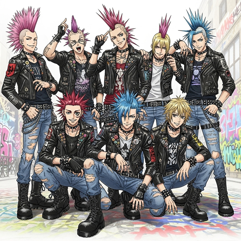 Gay Punk Group with Jinx Manhwa Gacha Style Gay Punk Group with Jinx Manhwa Gacha Style