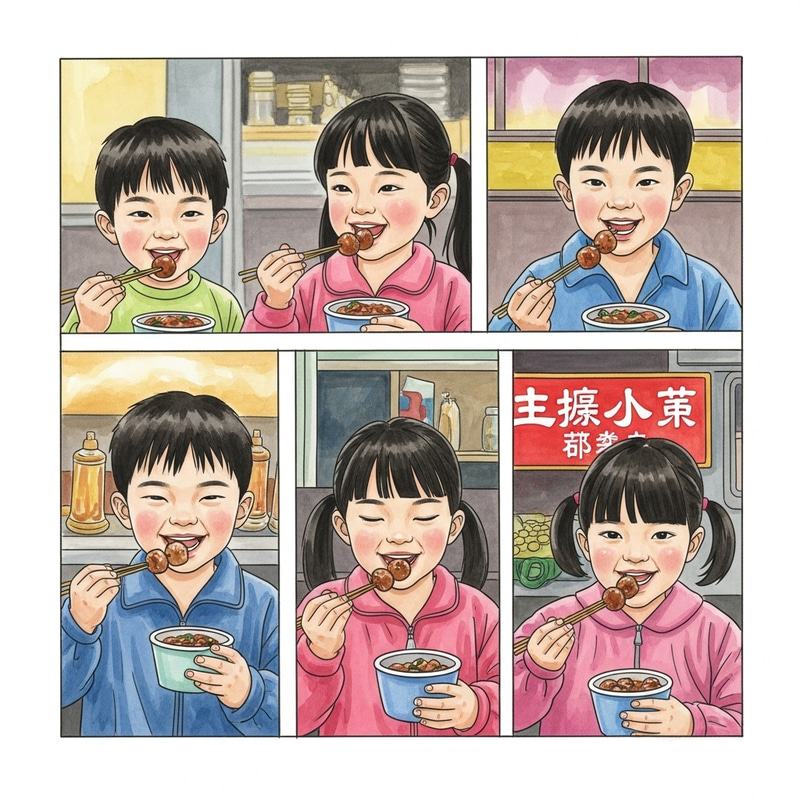 Vibrant Tanghulu: Happy Children's Street Food Adventure