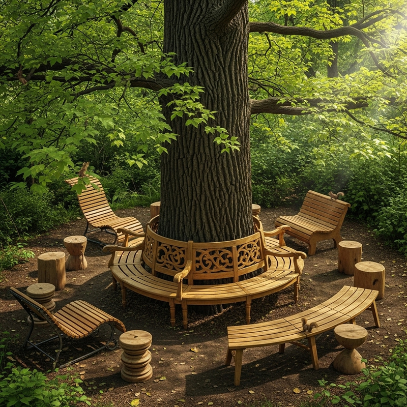Tree-Encircled Seating | Serene Outdoor Setting Tree-Encircled Seating | Serene Outdoor Setting