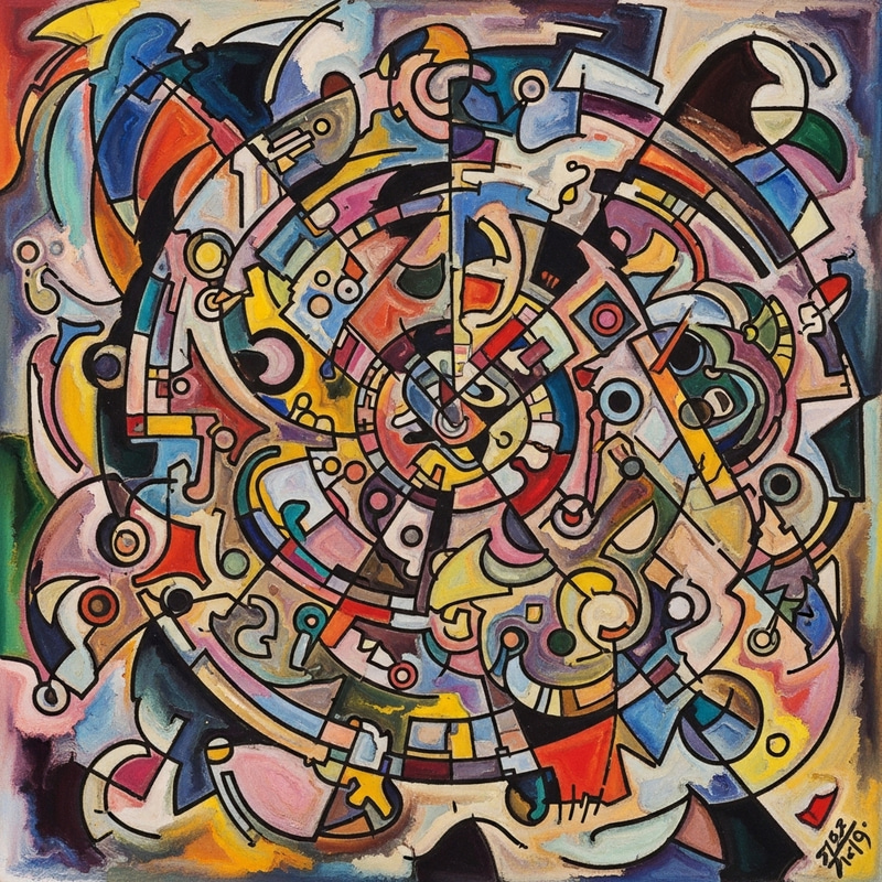 Kandinsky Style: Abstract Art in Swirling Colors & Geometric Shapes