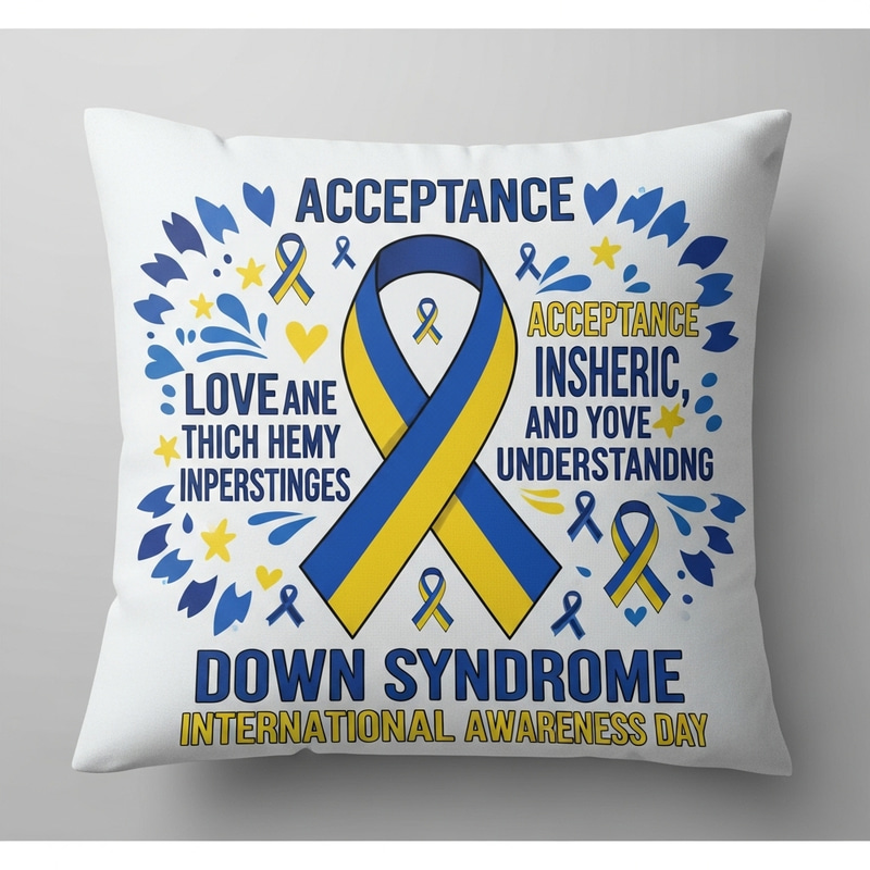 Down Syndrome Awareness Cushion Design | Blue & Yellow Theme Down Syndrome Awareness Cushion Design | Blue & Yellow Theme