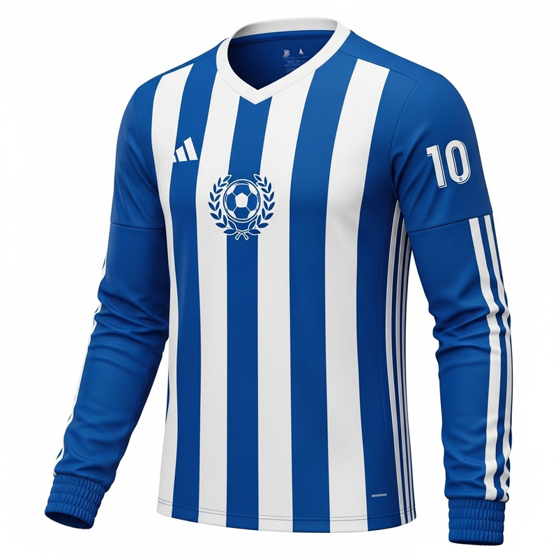 Detailed Blue Soccer Jersey with White Stripes Detailed Blue Soccer Jersey with White Stripes