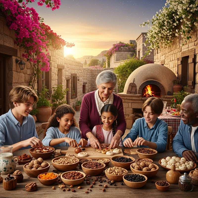 Traditional Levantine Family Making Pastries | Festive Village Gathering