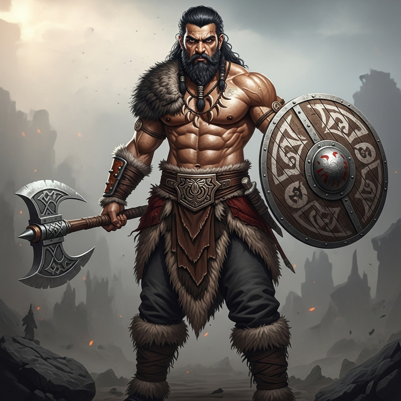 Intimidating South Asian Barbarian | Muscular Warrior Intimidating South Asian Barbarian | Muscular Warrior