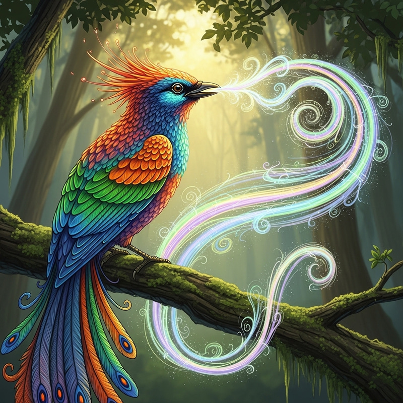 Healing Songbird Illustration - Vibrant Art Healing Songbird Illustration - Vibrant Art