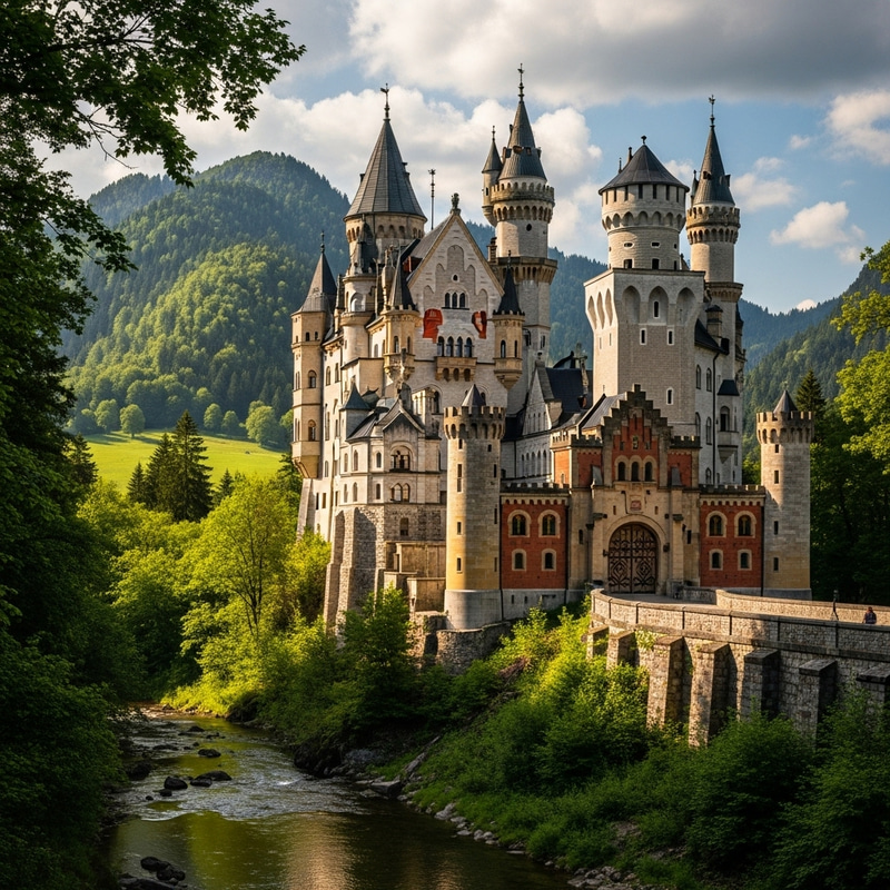 Majestic German Castle Amidst Nature's Beauty