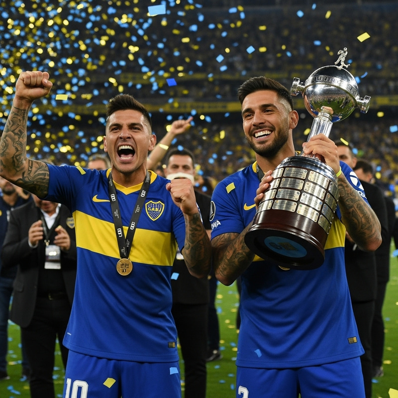 Lionel Messi and Cristiano Ronaldo Lift Libertadores Trophy with Boca Juniors