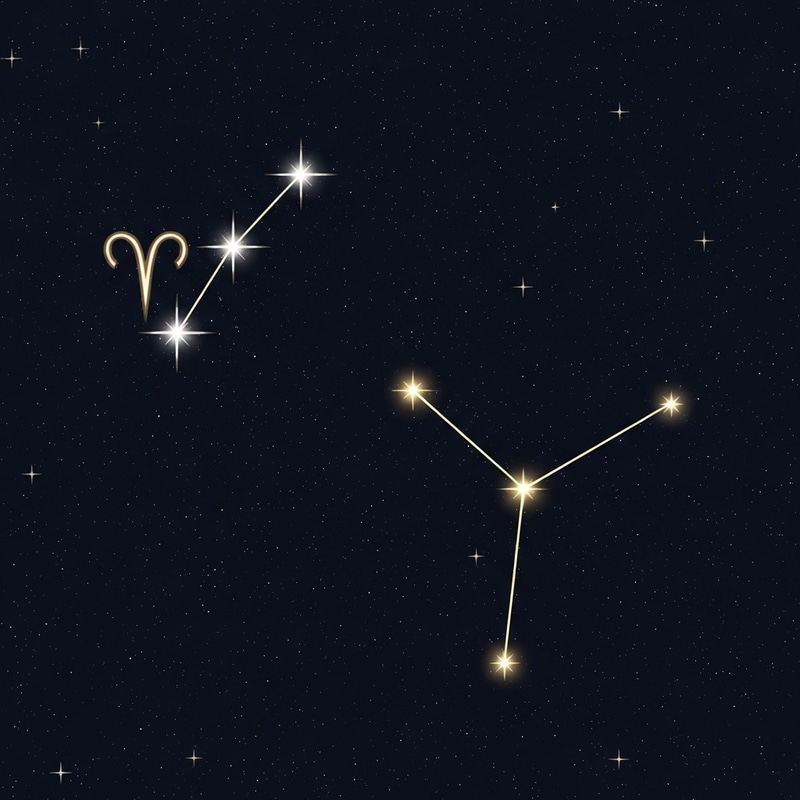Aries and Virgo Constellations in Night Sky