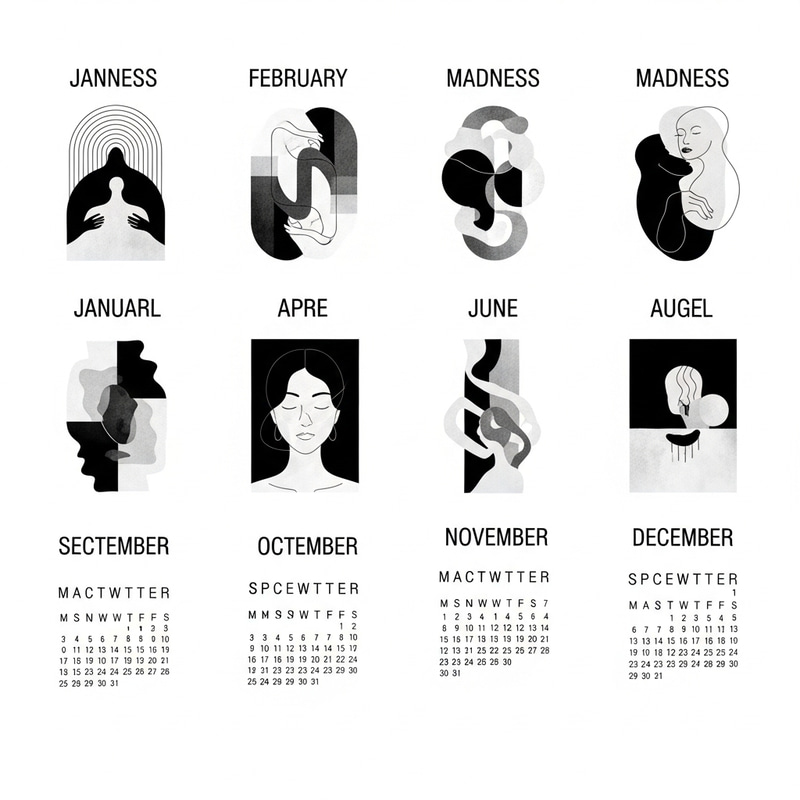 Illustrated Calendar with Minimalist Madness Theme Illustrated Calendar with Minimalist Madness Theme