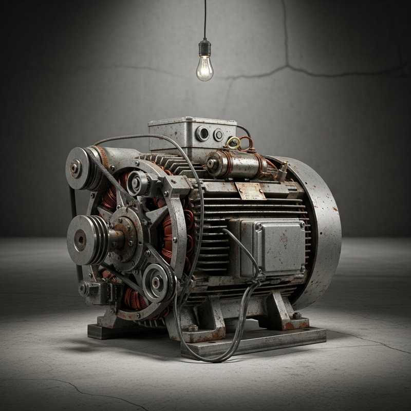 Mechanical Electric Motor in Solitude with Blank Space Mechanical Electric Motor in Solitude with Blank Space