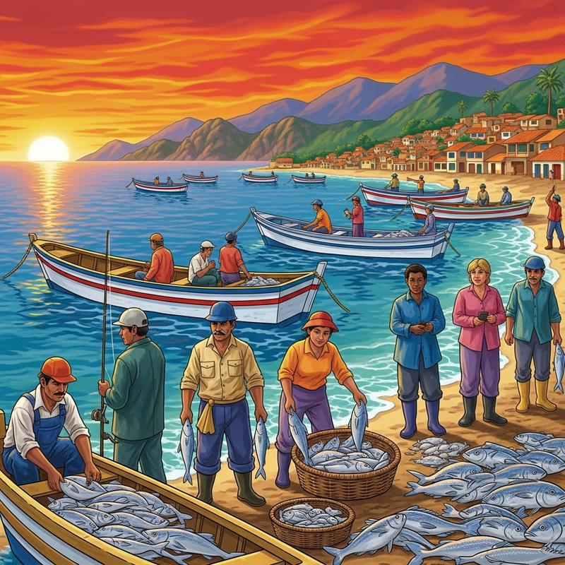 Fishing Activities in Peru: Vibrant Seas & Diverse Fishermen Fishing Activities in Peru: Vibrant Seas & Diverse Fishermen