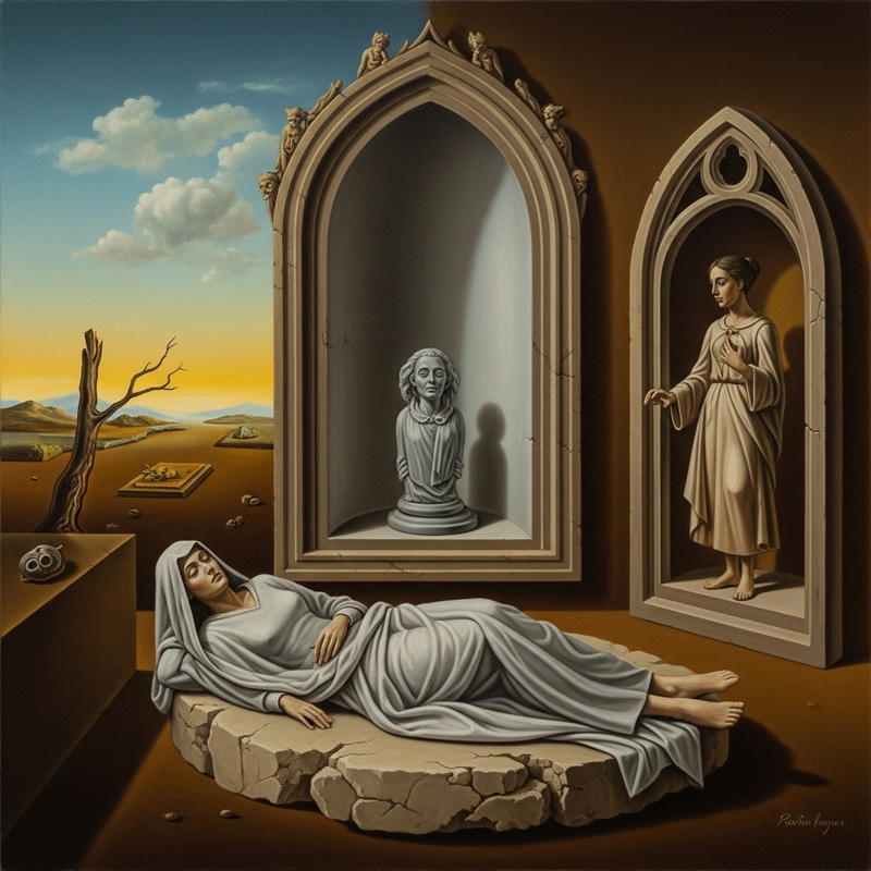 Gothic Surrealist Depiction: Tranquility in Death Concept Gothic Surrealist Depiction: Tranquility in Death Concept