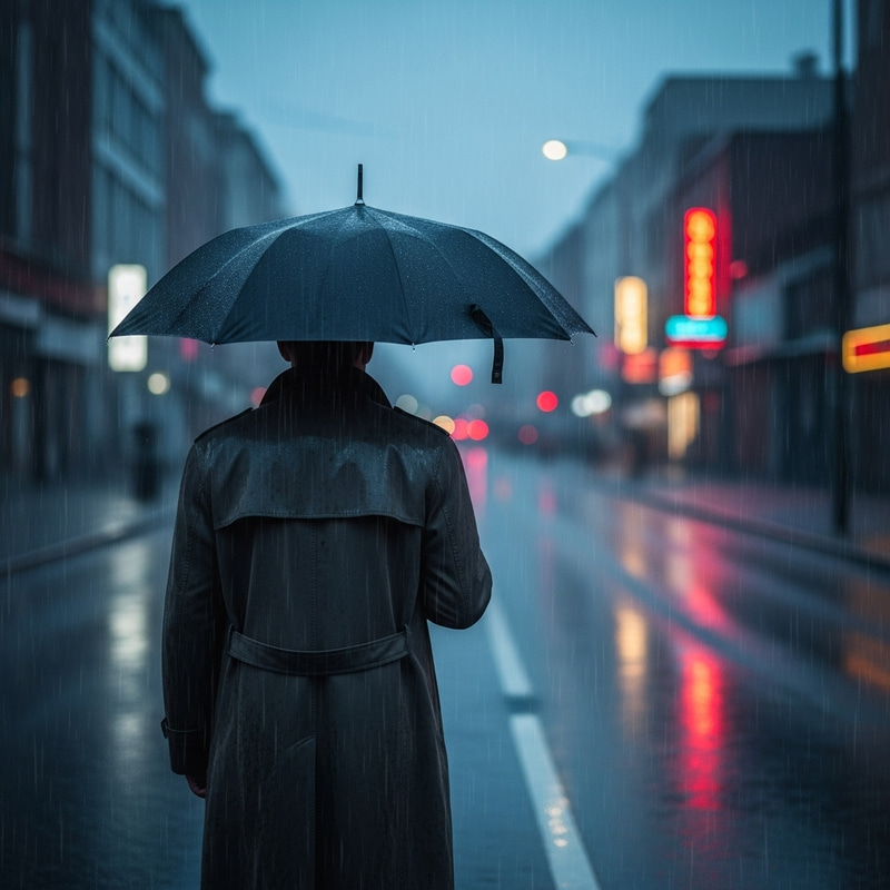 Solitary Man Standing Under the Rain | Peaceful Scene Solitary Man Standing Under the Rain | Peaceful Scene