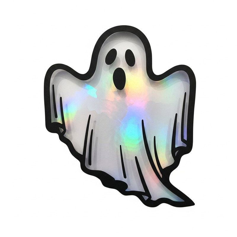 Black and White Holographic Ghost Stencil | 3D Shimmering Design Black and White Holographic Ghost Stencil | 3D Shimmering Design