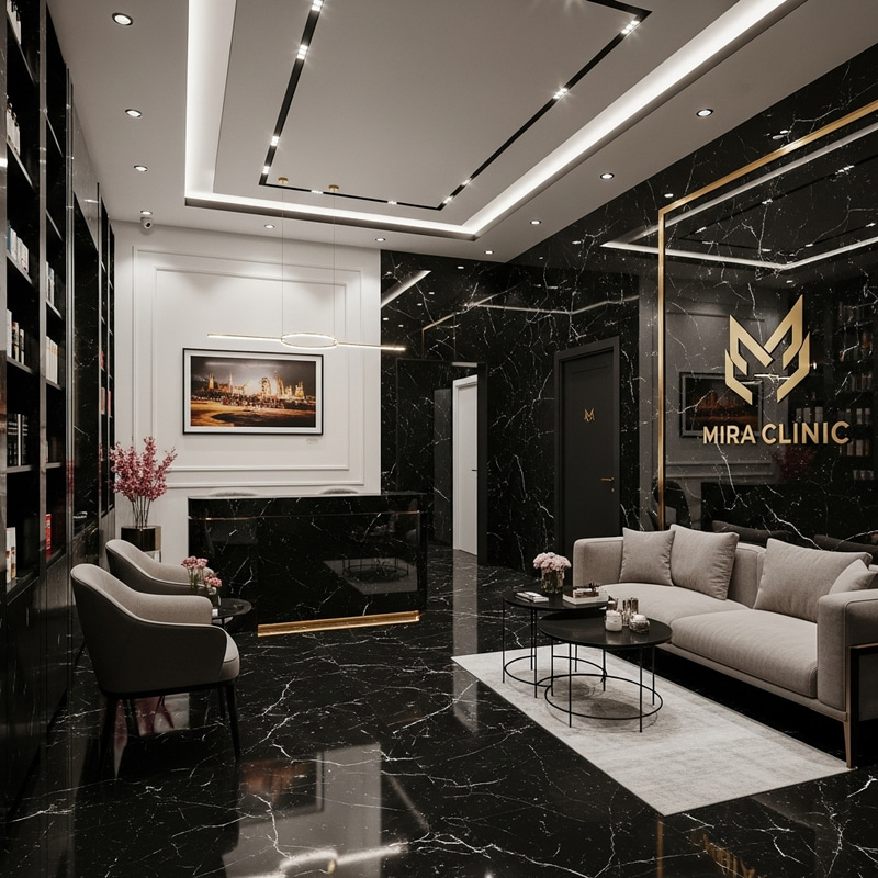 Luxurious Aesthetic Clinic with Black Marble Interior