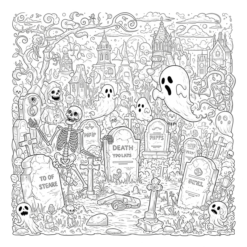 Whimsical Coloring Book: Quirky Death Illustrations Tim Burton Inspired