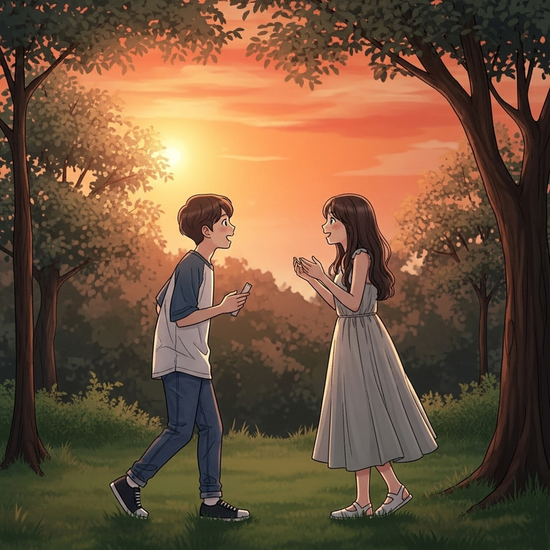 Heartfelt Moment: Korean Boy Confides in Girl Before Dusk Heartfelt Moment: Korean Boy Confides in Girl Before Dusk