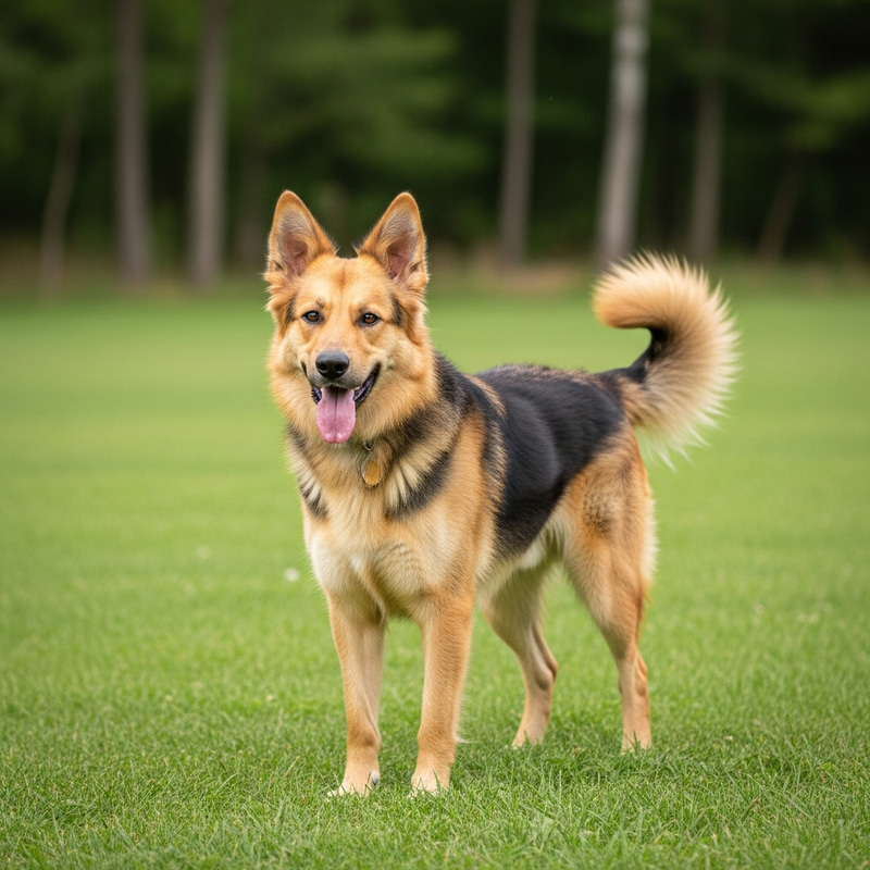Playful Dog in Grass Field
