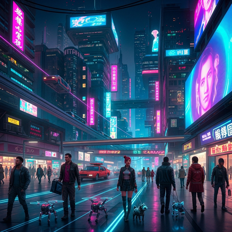Ugame99 - Detailed Futuristic Cyberpunk City Night Scene