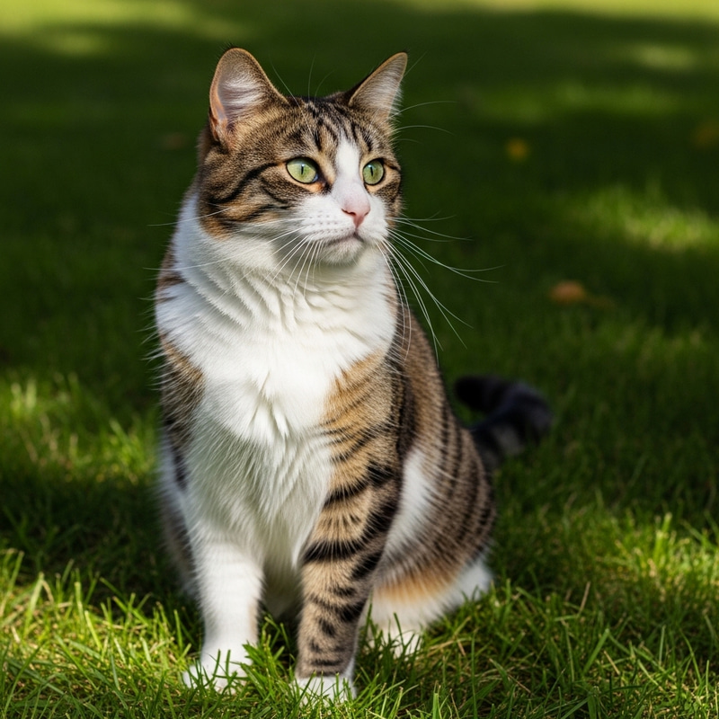 Beautiful Cat Sitting on Lawn Beautiful Cat Sitting on Lawn