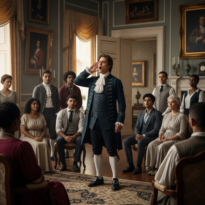 Historical Performance: Diverse Audience in Antique Room Historical Performance: Diverse Audience in Antique Room