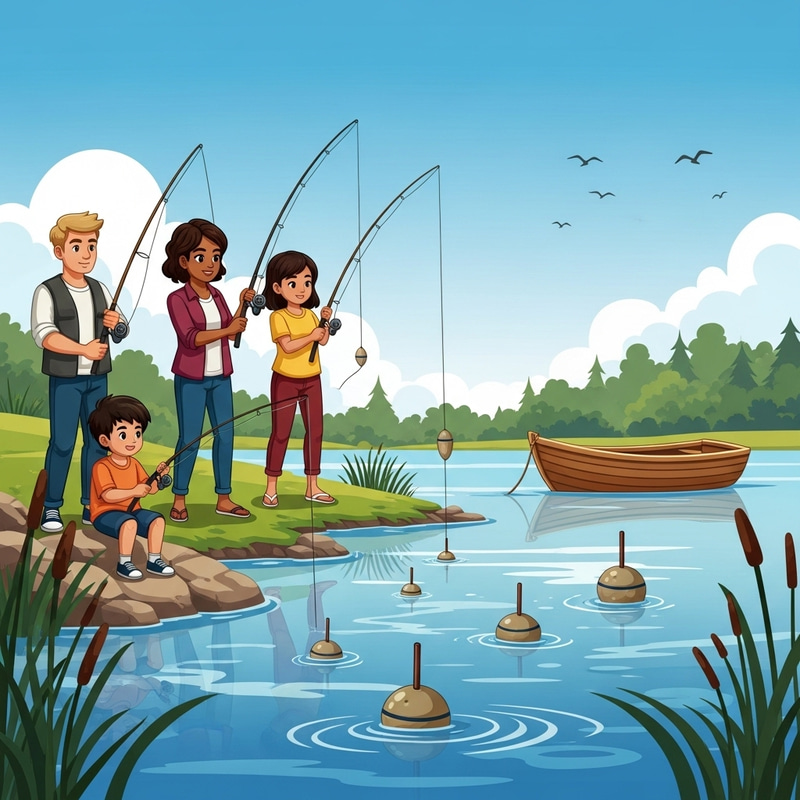 Tranquil Fishing Video with Diverse Group in Sunlit Afternoon Tranquil Fishing Video with Diverse Group in Sunlit Afternoon