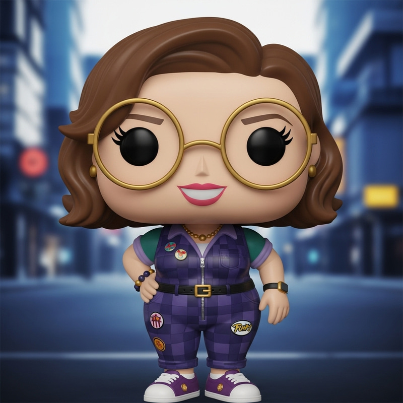 Cute Funko Pop Plus Size Woman in Stylish Jumper Suit Cute Funko Pop Plus Size Woman in Stylish Jumper Suit
