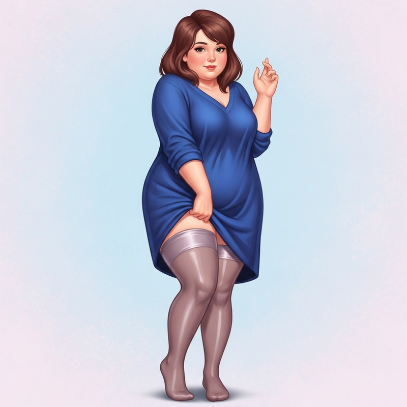 Anime-Inspired Silk Stockings Art of Young Woman, Hinata Style Anime-Inspired Silk Stockings Art of Young Woman, Hinata Style