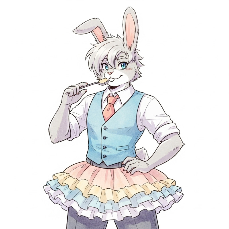 Playful Femboy Bunny Boy Digital Illustration