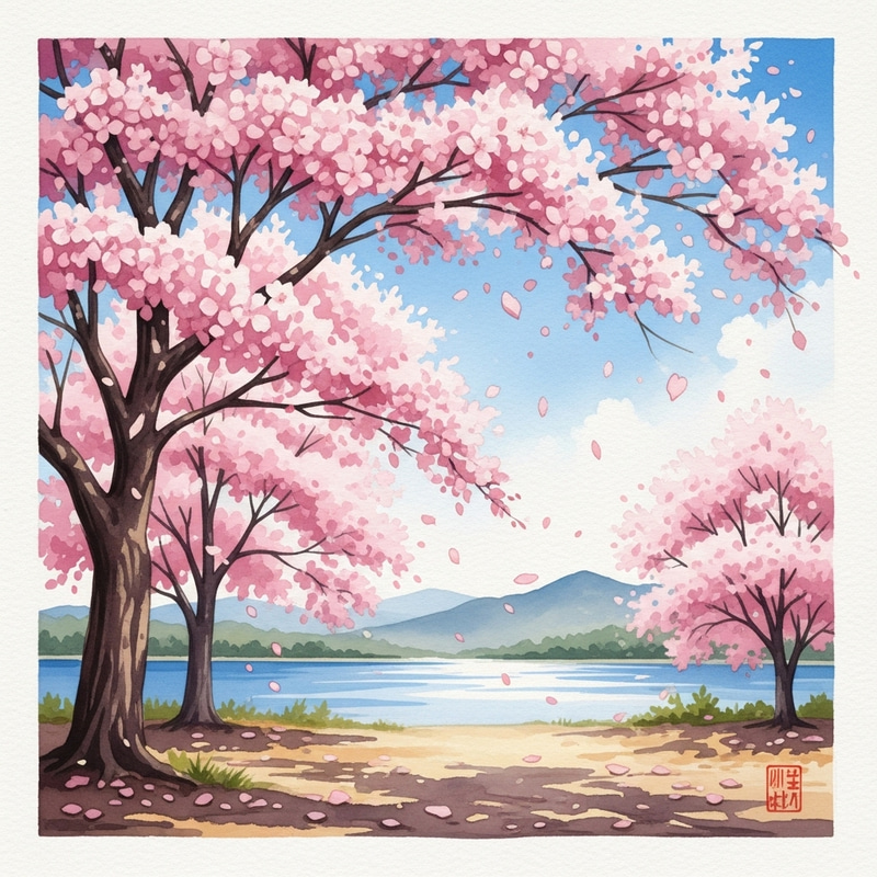 Cherry Blossoms in Watercolor: A Dreamy View Cherry Blossoms in Watercolor: A Dreamy View