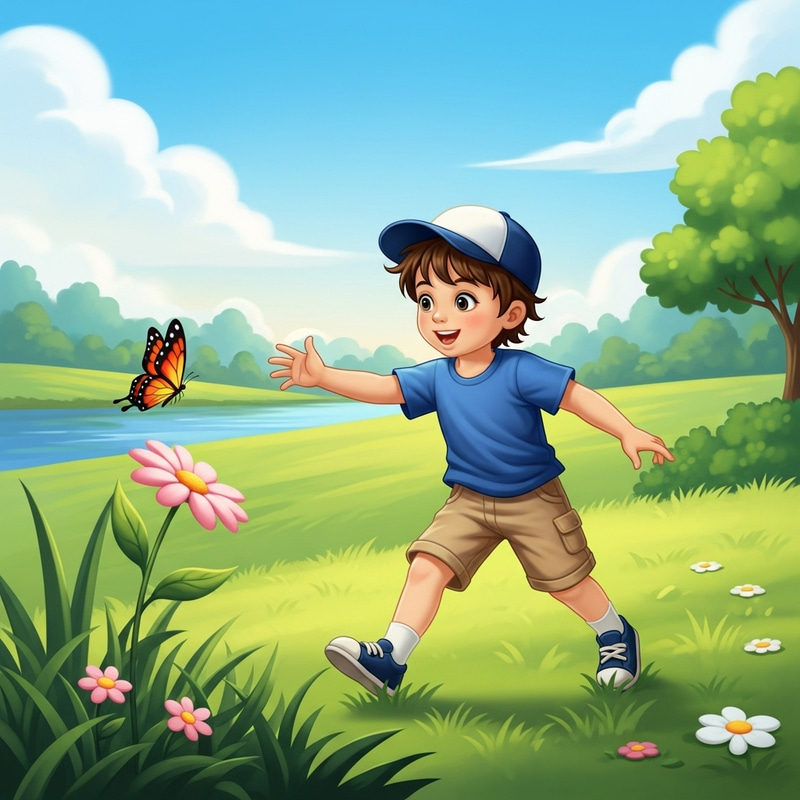 My Son Having Fun in Vibrant Green Space