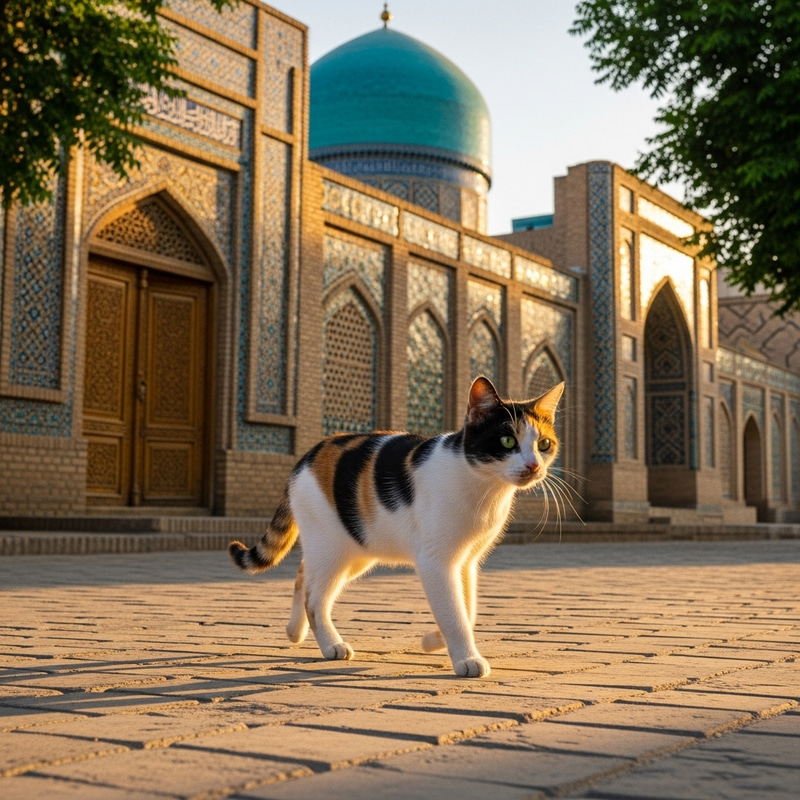 Strolling Three-Colored Street Cat | Tashkent Beauty Strolling Three-Colored Street Cat | Tashkent Beauty