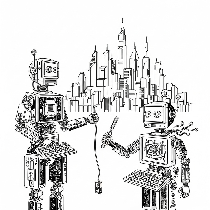 Simplistic Black and White Art with Tech Influence Simplistic Black and White Art with Tech Influence