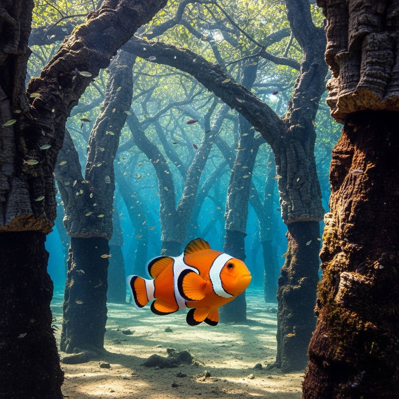 Clownfish in Cork Oak Forest - Underwater Wonderland Clownfish in Cork Oak Forest - Underwater Wonderland